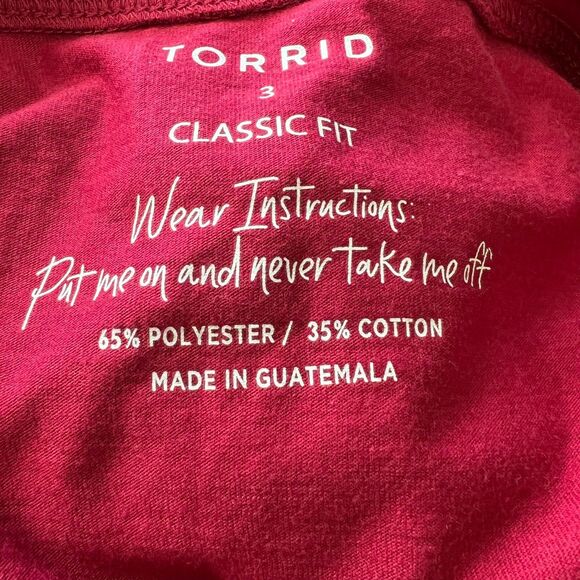 Torrid Dark Red Classic Fit T-Shirt Top  Long Sleeves Pullover Size 3(3X) causal - Picture 3 of 13